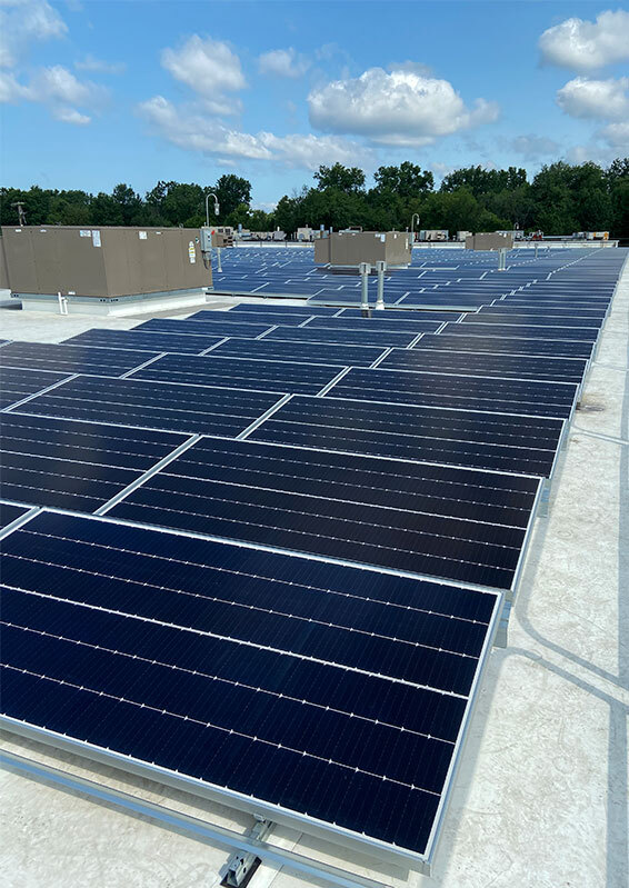 Solar Panels On A Commercial Building By ECS Energy