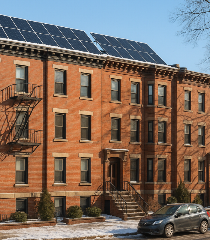 northeast multifamily apartment with solar panels