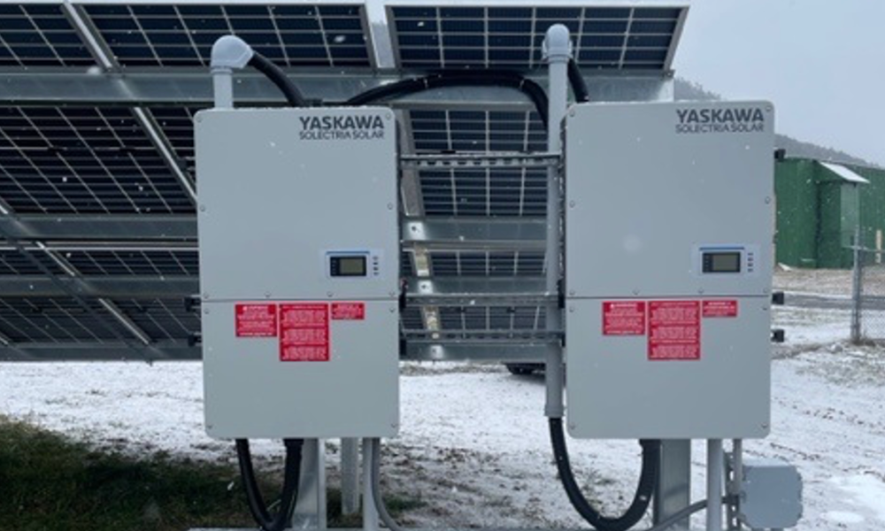 Yaskawa Solectria solar inverters installed at Advanced Biotech’s 1,548 kW groundmount system in Oneonta, NY, converting solar energy for manufacturing operations.