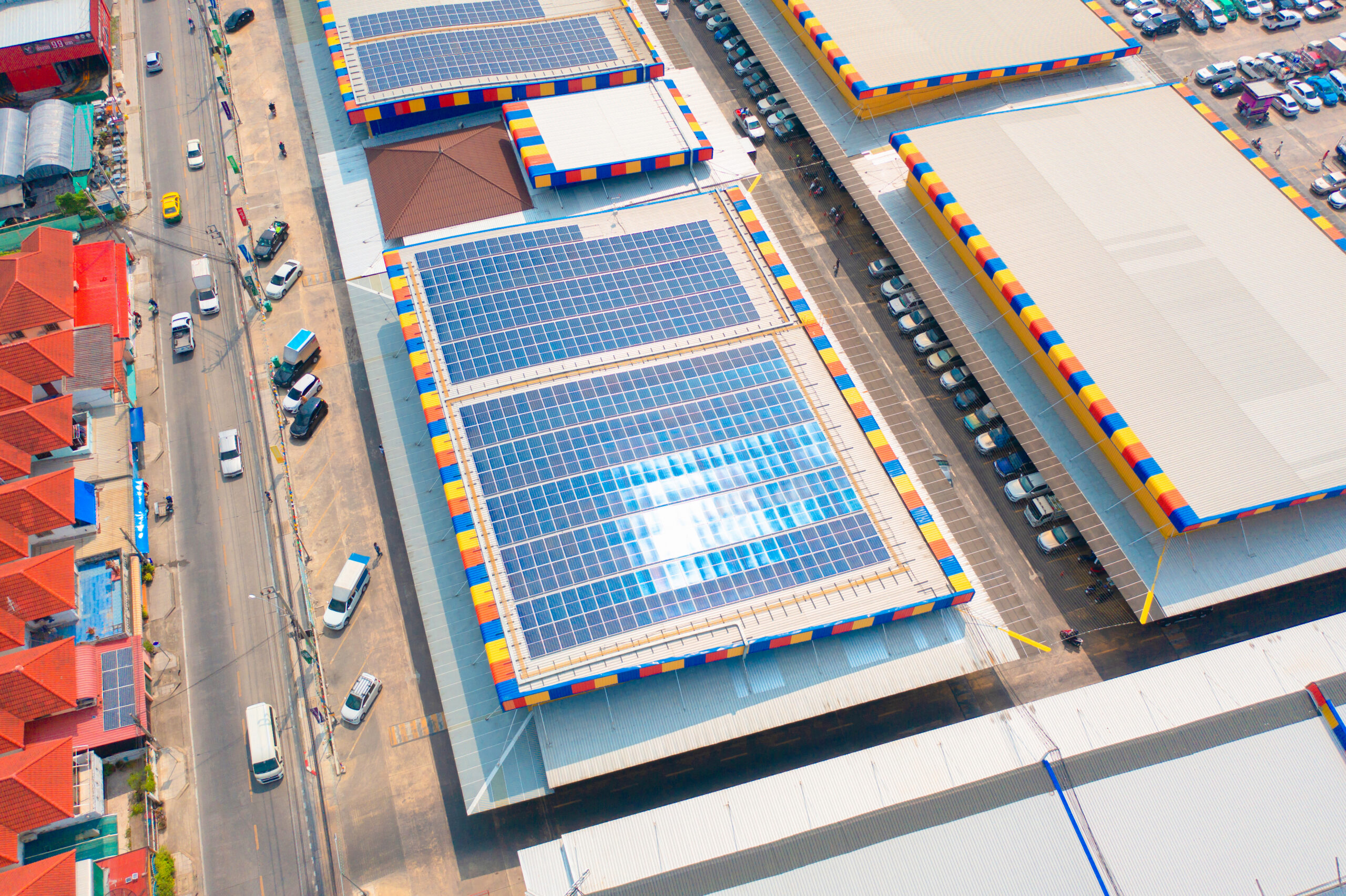 Warehouse solar panel installation